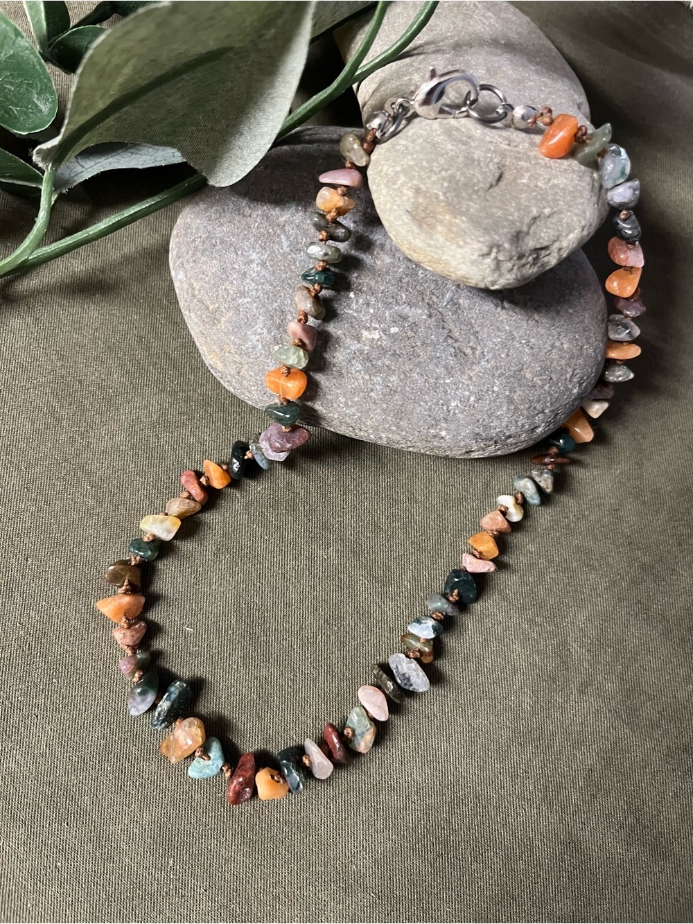 Multicolor Chip jasper Stone short Necklace - Women Jewelry